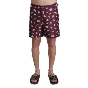 Dolce & Gabbana Hat Print Swim Trunks Men Brown Swimwear